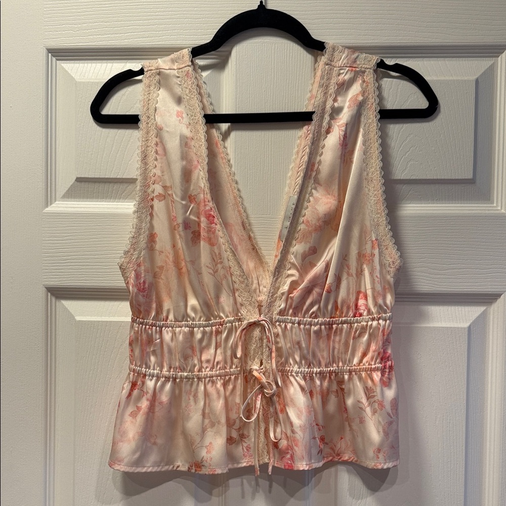 Wayf Floral Blouse in Pink and Cream
